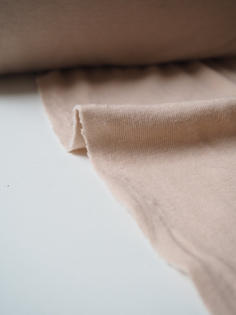 Beige Cotton 1x1 Rib Jersey