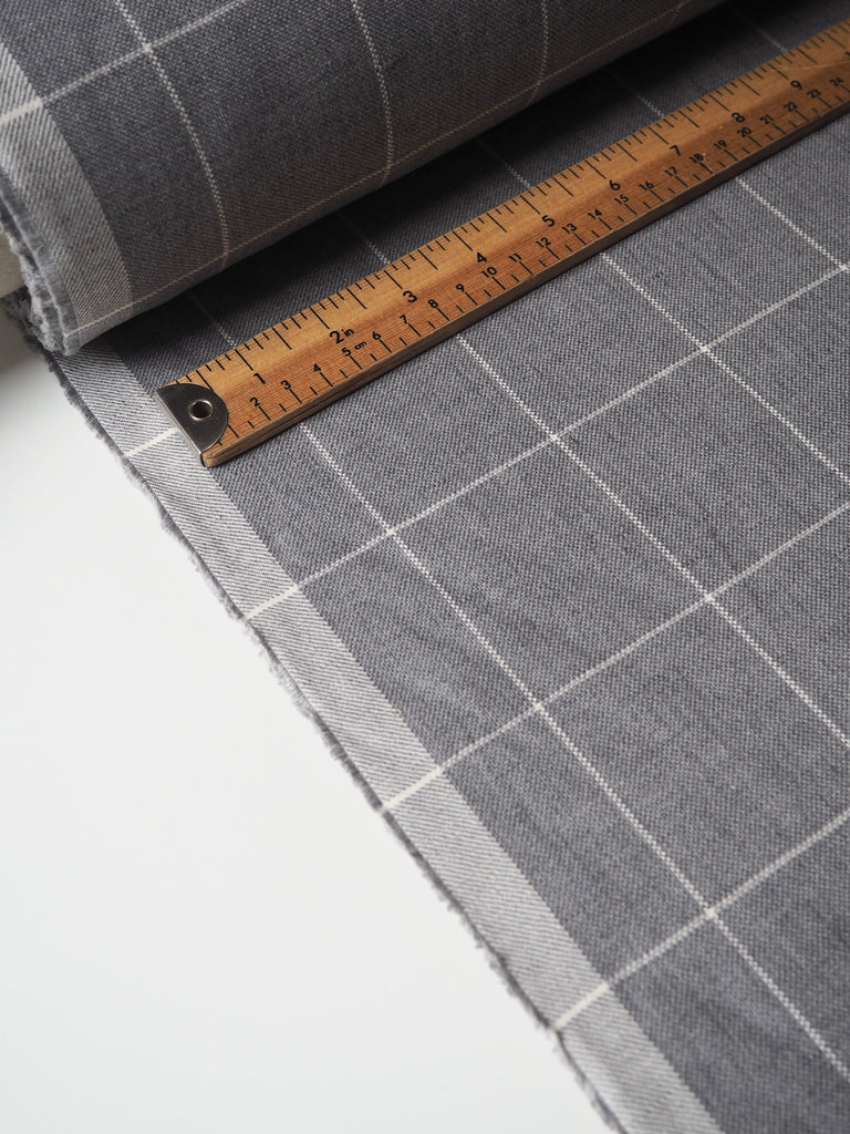 Light Grey Gridded Cotton/Linen