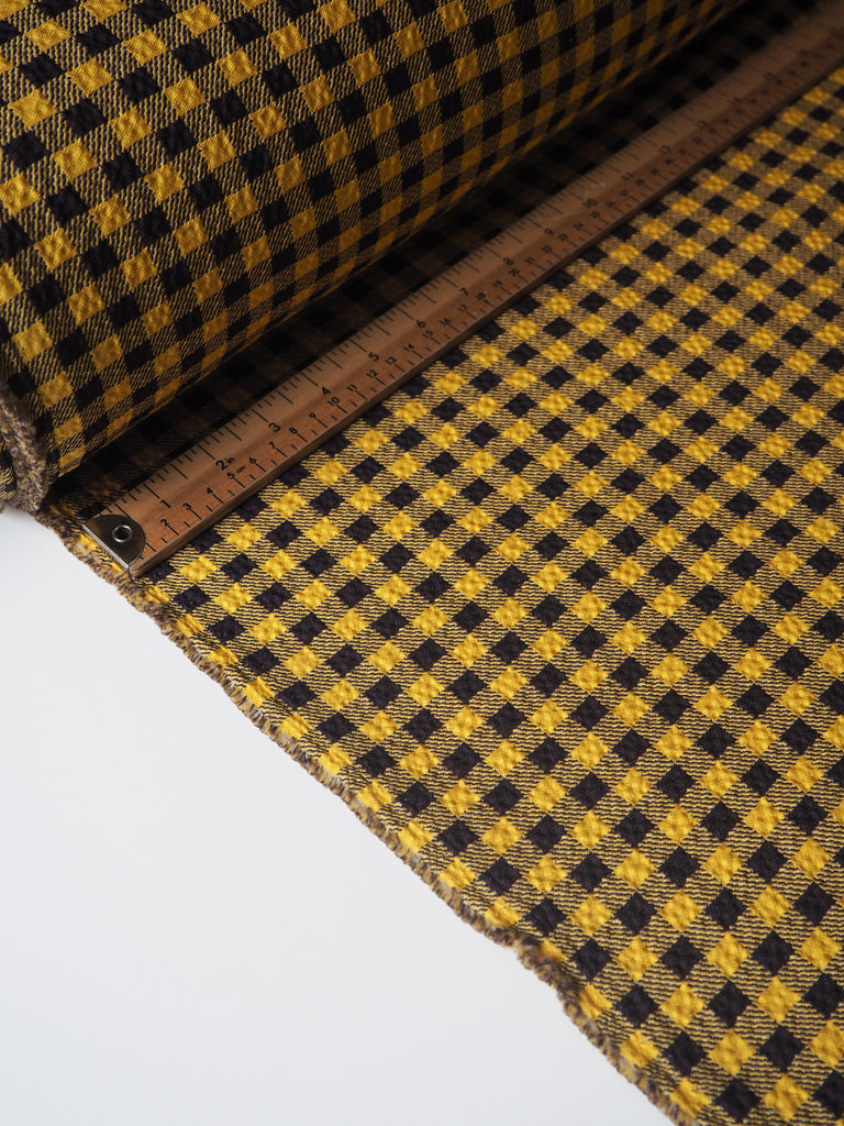 Yellow Gingham Waffled Crepe