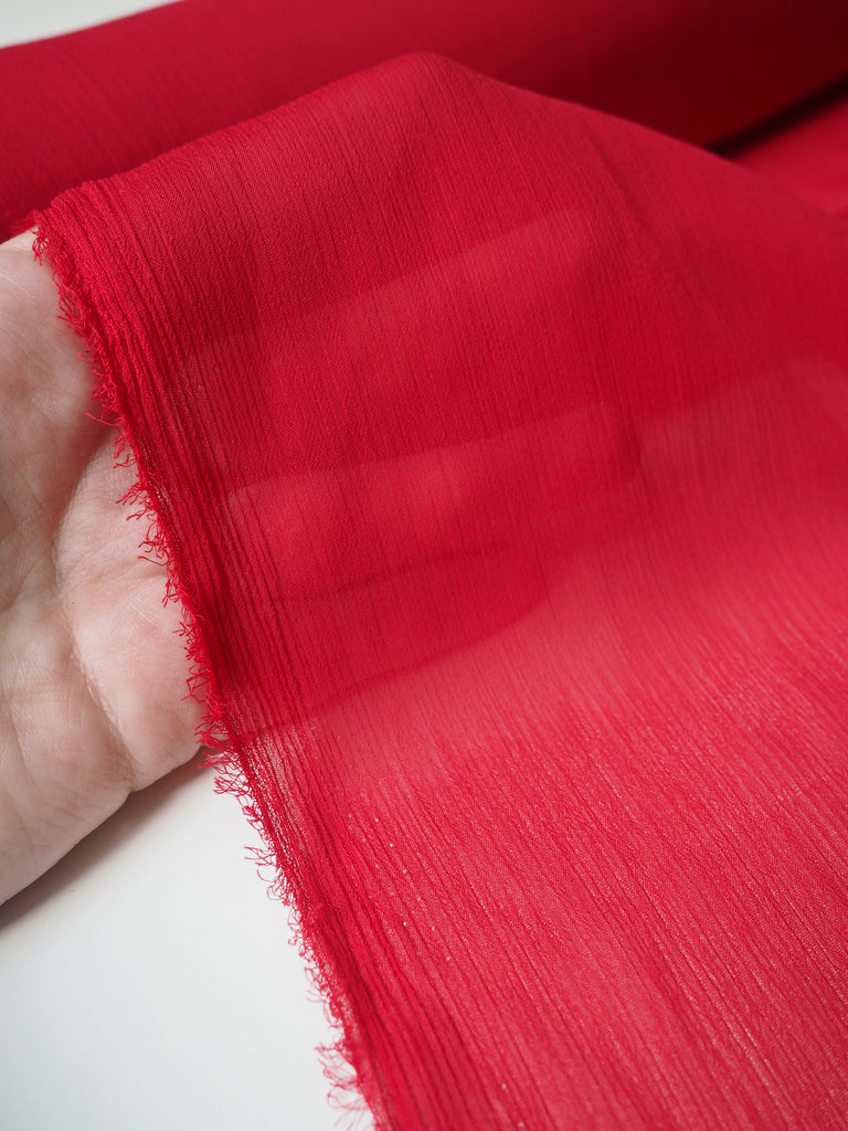 Red Crinkle Chiffon