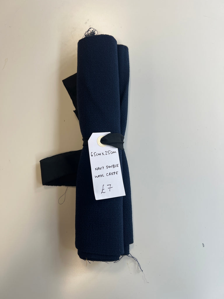 Navy Double Wool Crepe Remnant