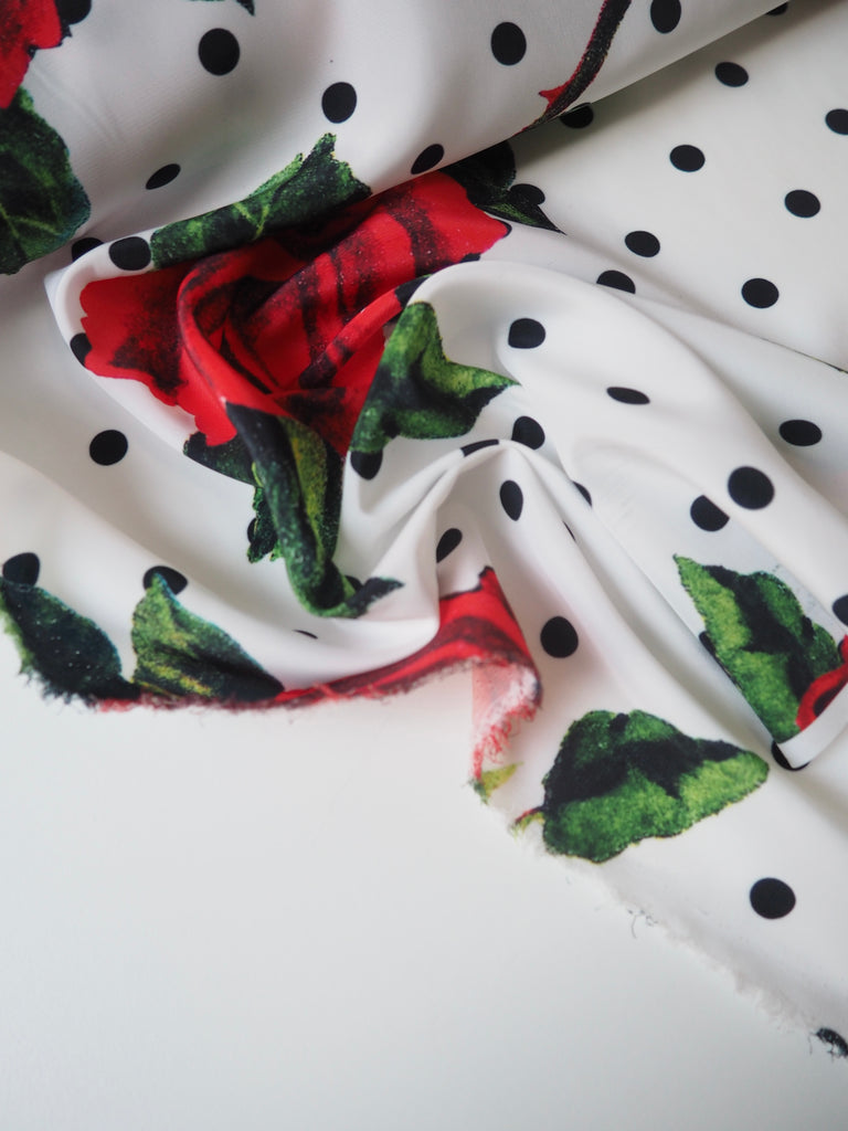 Rose Polka Dot Crepe de Chine