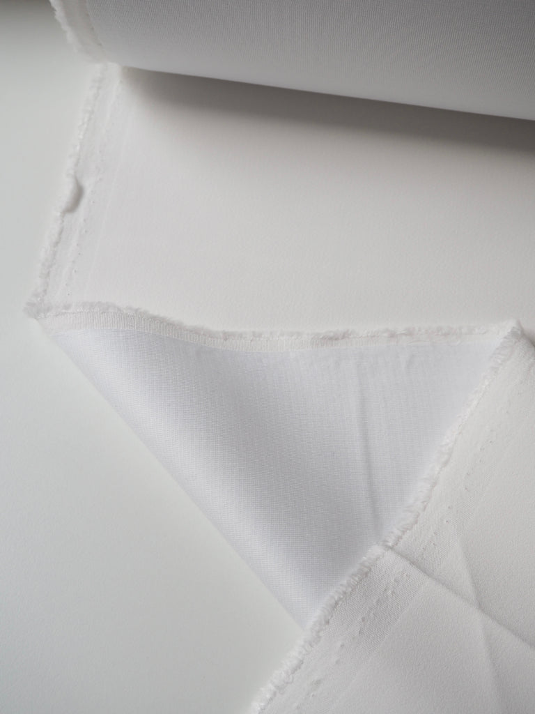 White Interfaced Viscose/Acetate Crepe