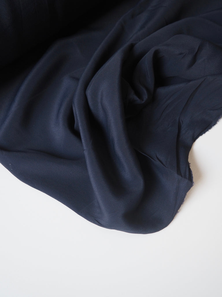 Navy Silk/Acetate Crepe de Chine