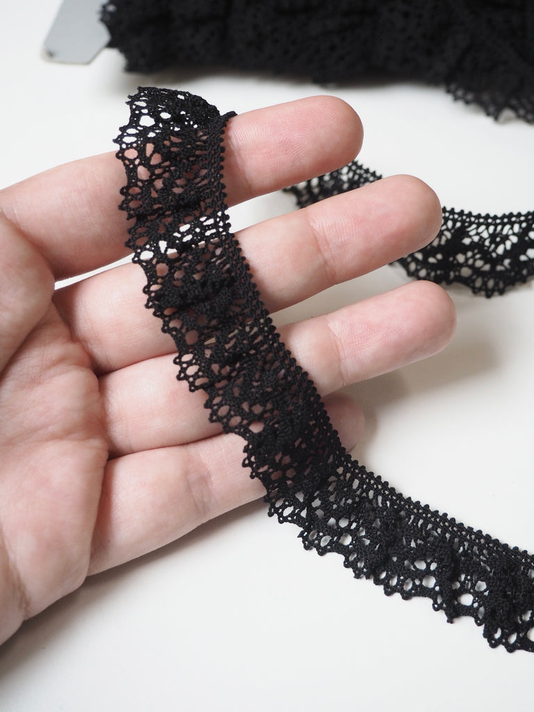 Shindo Black Stretch Torchon Lace Trim 25mm