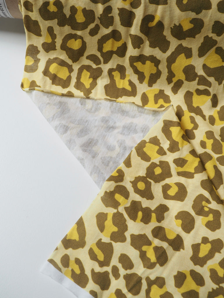 Yellow Leopard Cotton T-shirt Jersey