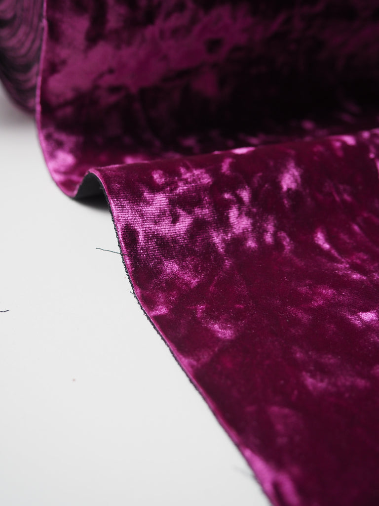 Fuchsia Crepe Bonded Crushed Velvet