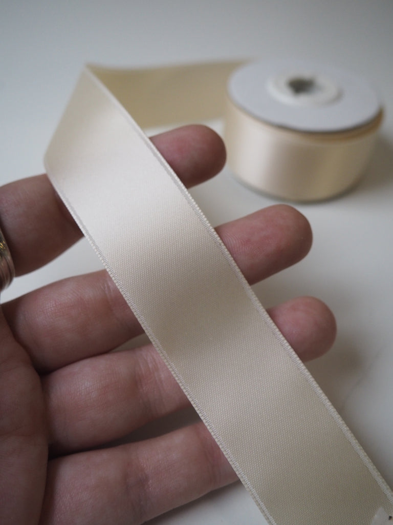 Cream Double Faced Satin Ribbon 25mm