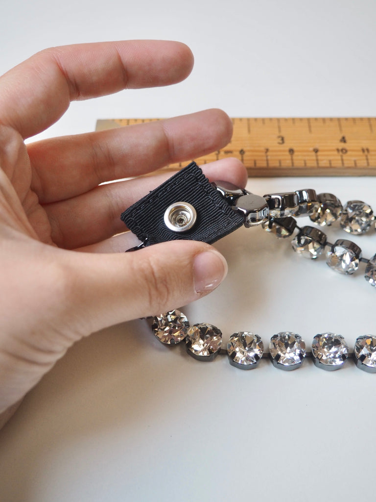Crystal + Black Leather 3 Strand Accessory