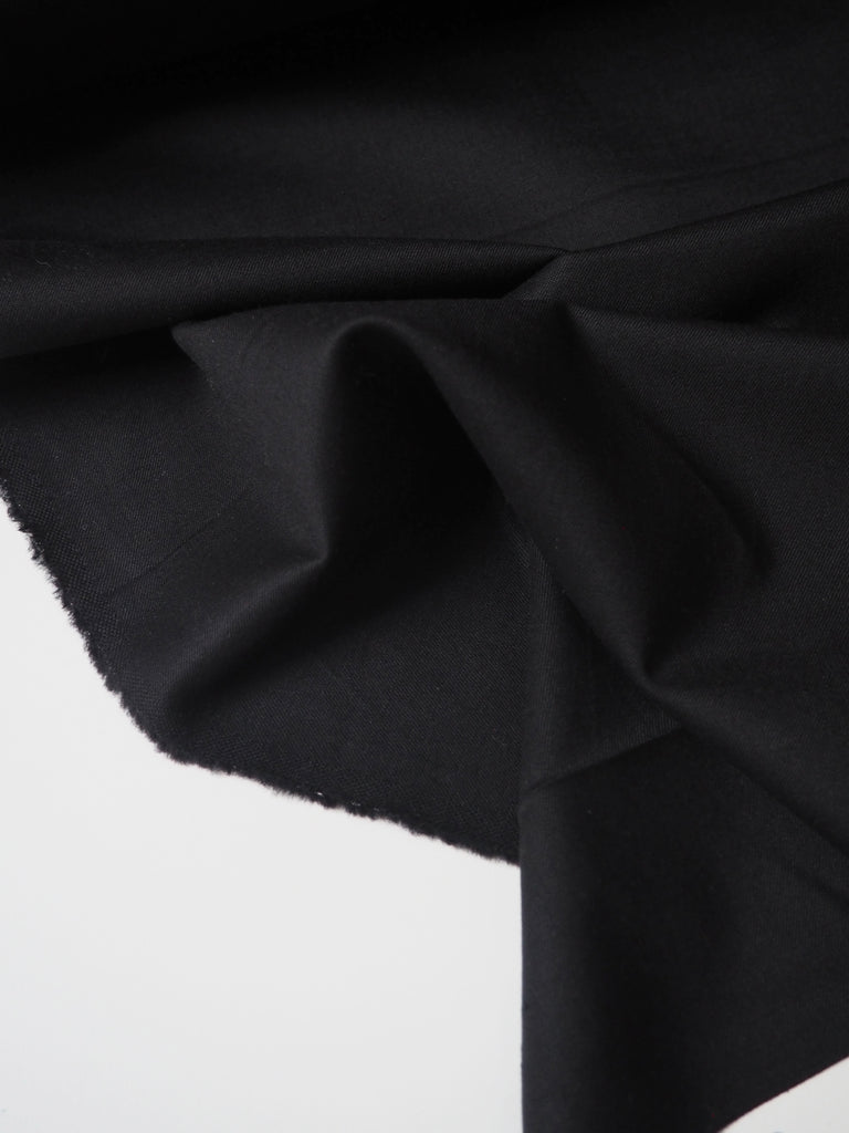 Black Stretch Wool/Silk Twill