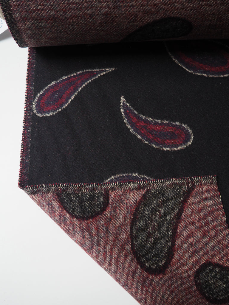 Black Paisley Wool Jacquard