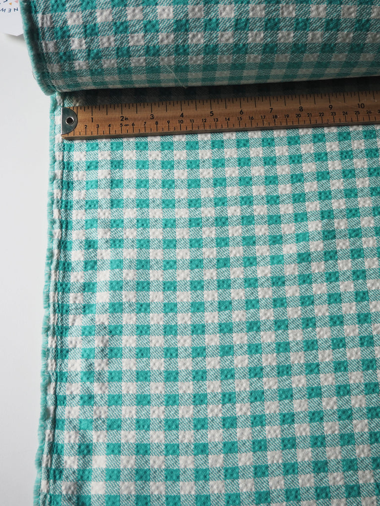 Turquoise Gingham Waffled Crepe