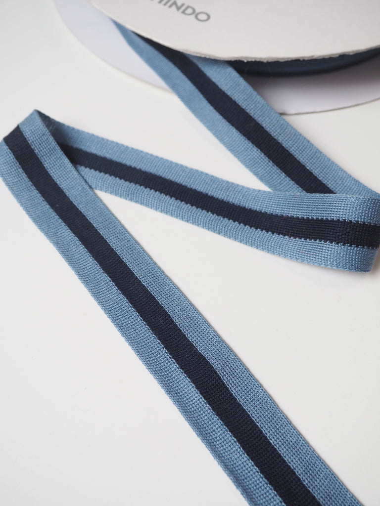 Shindo Blue + Midnight Stripe Cotton Knit Tape 30mm