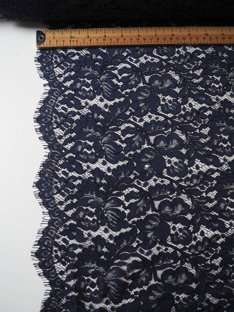 Navy Corded Cotton Eyelash Lace