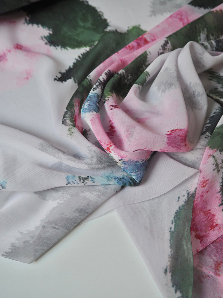 Pink Rose Warped Chiffon