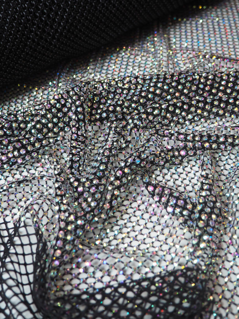 Black Iridescent Crystal Fishnet