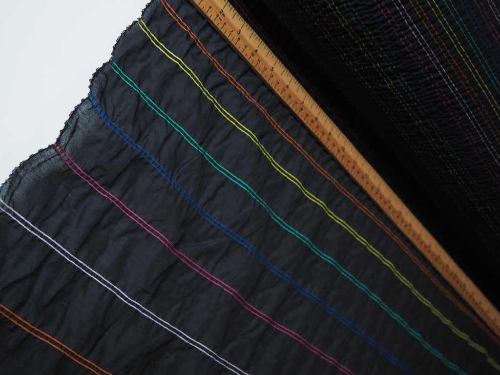 Black + Rainbow Degrading Stripe Cotton (Per Piece)