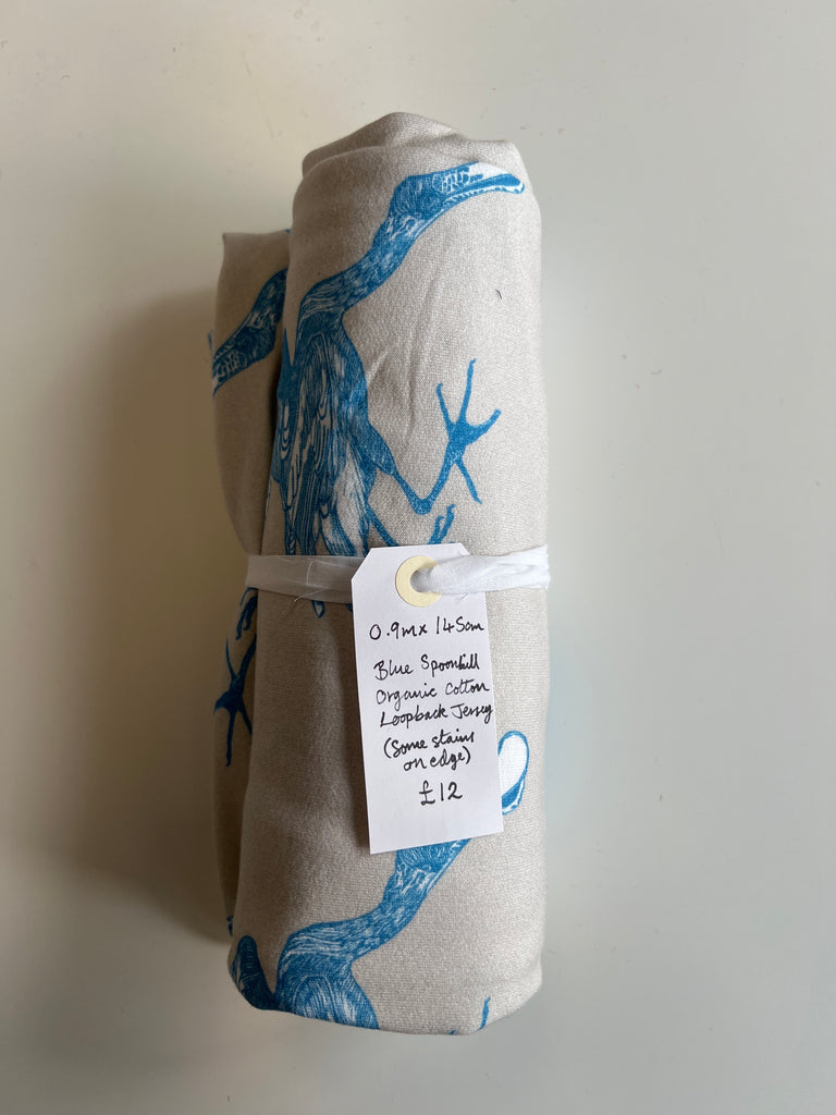 Blue Spoonbill Organic Cotton Loopback Jersey Remnant