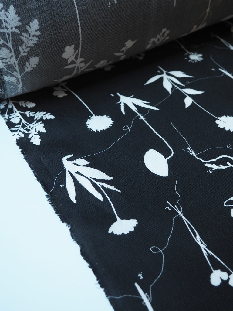 Monochrome Floral Study Tencel Twill