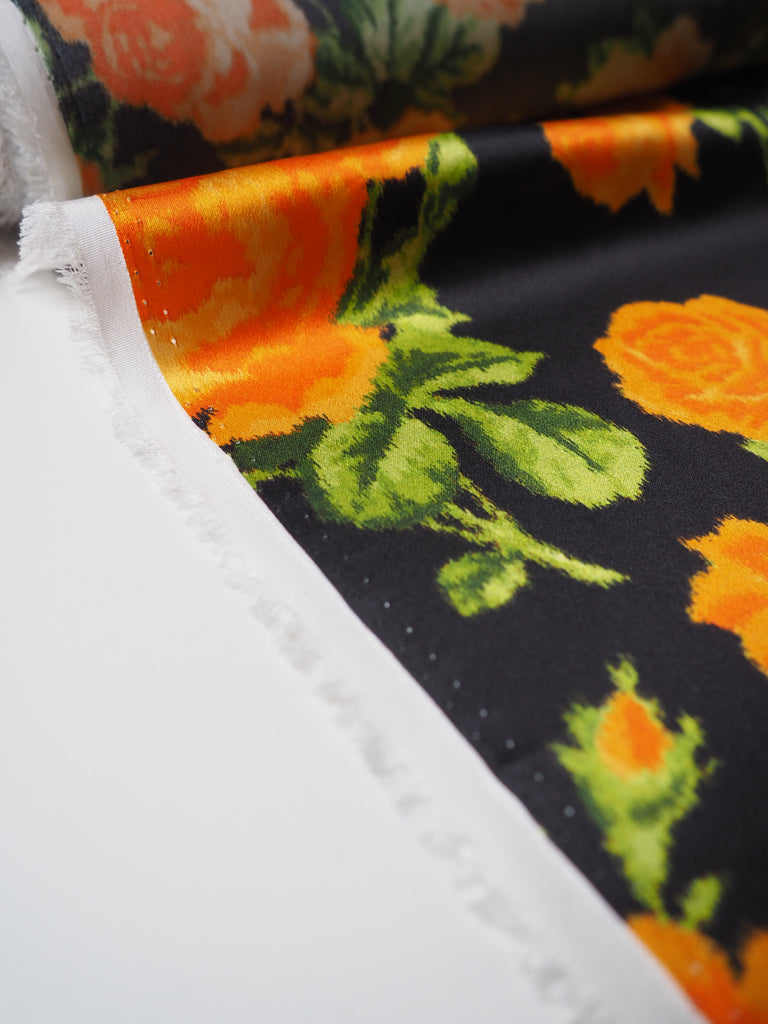 Orange Rose Abstract Silk Satin