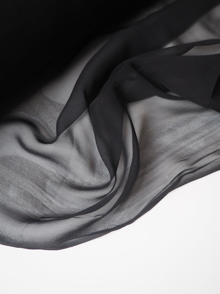 Black Fine Silk Chiffon