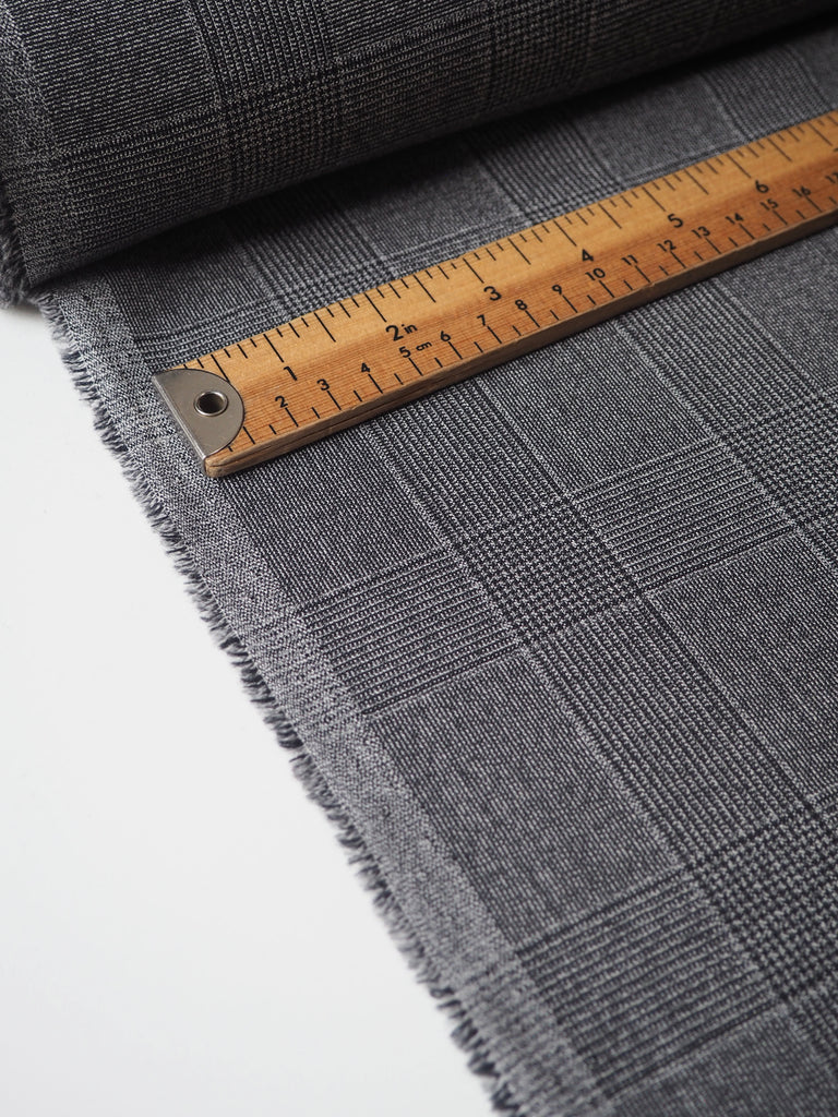 Grey Marl Check Wool Suiting