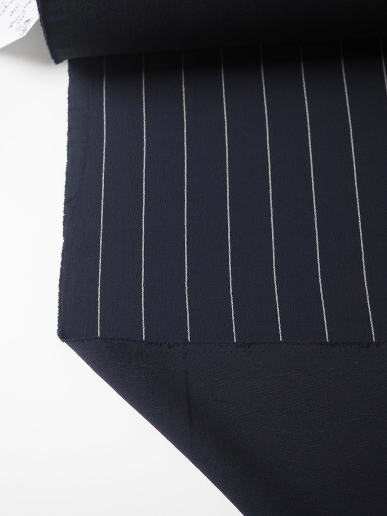 Navy Chalk Pinstripe Crepe