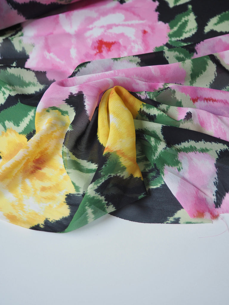 Pink + Yellow Rose Warped Chiffon