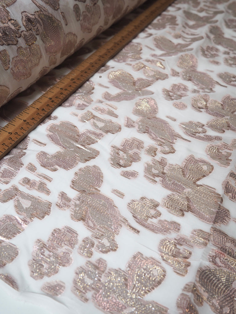 Pink + Gold Lurex Brocade Organza