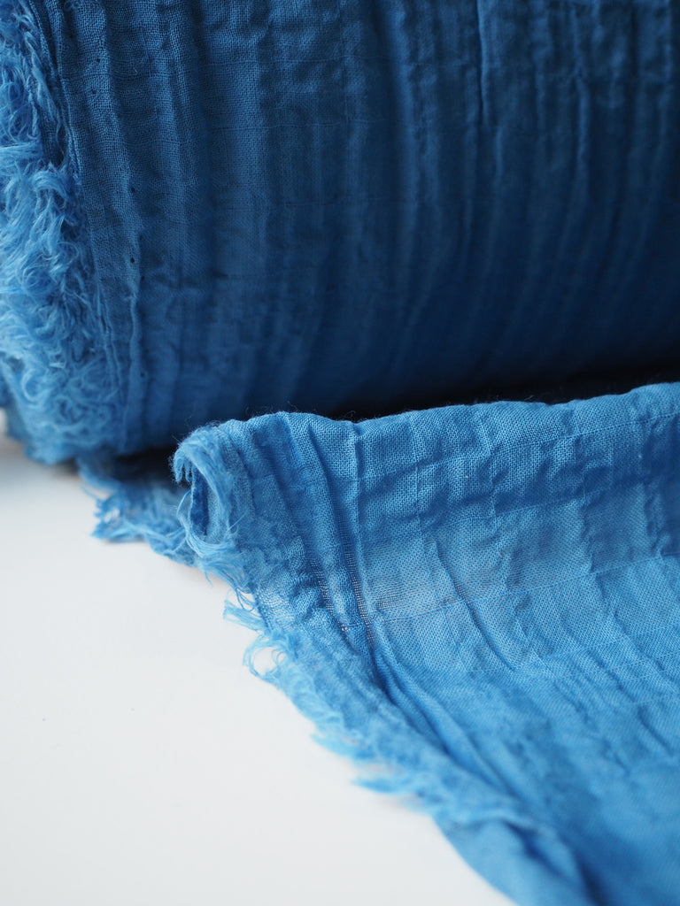 Porcelain Blue Crinkle Viscose Voile