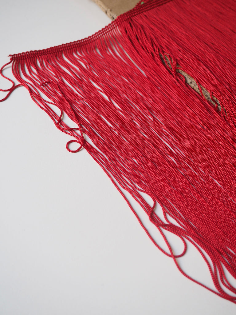 Red Chainette Viscose Fringe 42cm