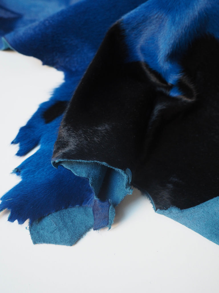 Cobalt + Black Spotted Calfskin Hide