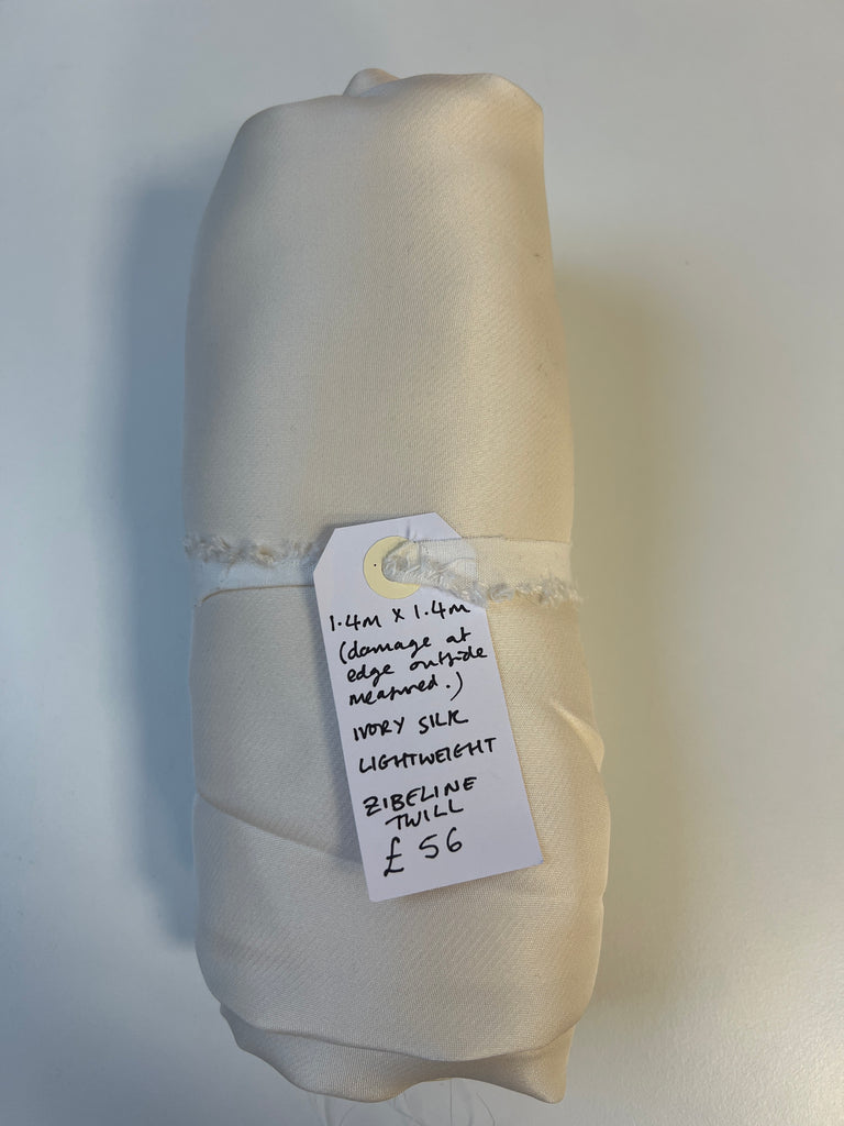 Ivory Silk Lightweight Zibeline Twill Remnant