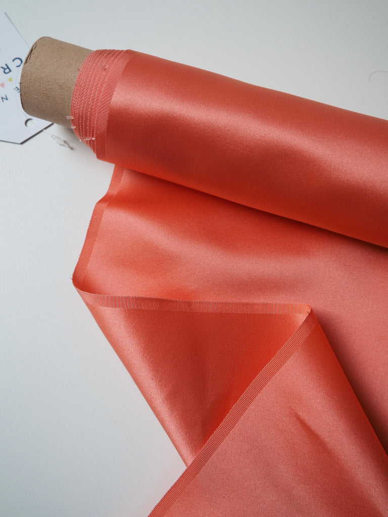 Coral Silk Double Duchess Satin