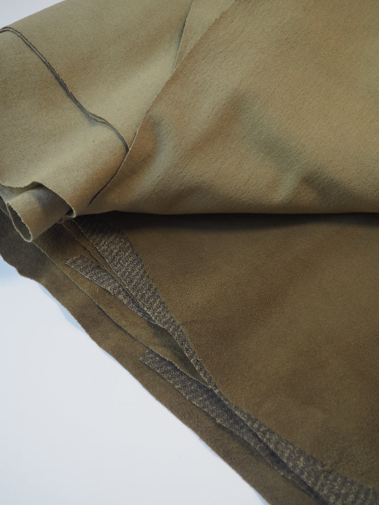 Olive Stretch Bonded Suede