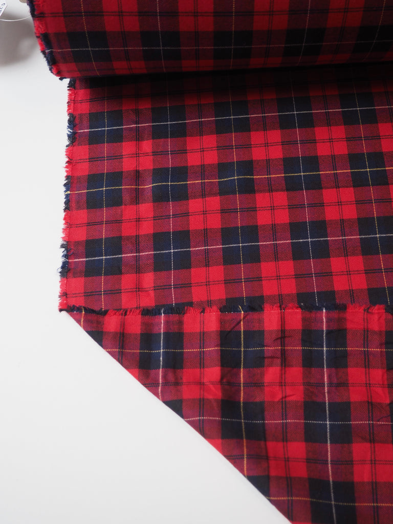 Red + Blue Check Cotton Twill