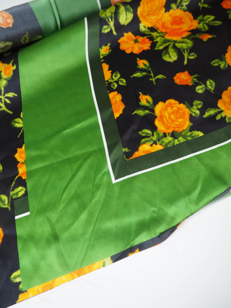 Orange Rose Abstract Silk Satin