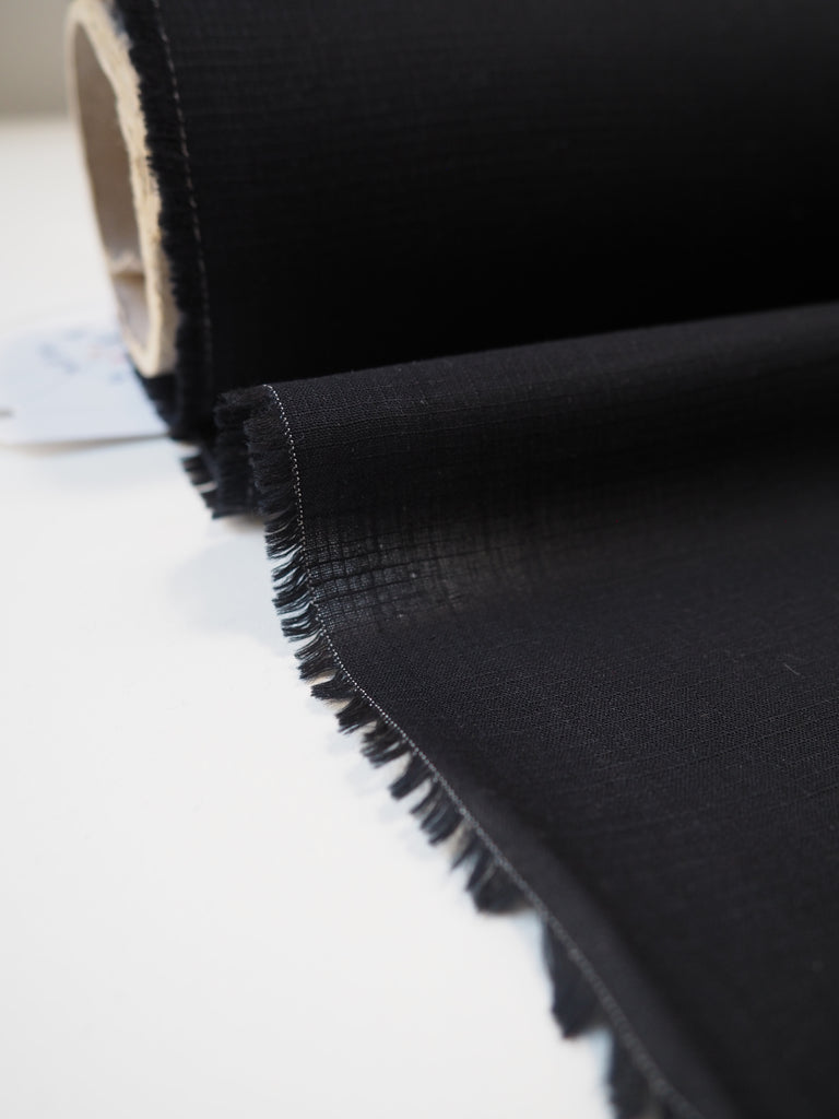 Black Gridded Cotton/Viscose