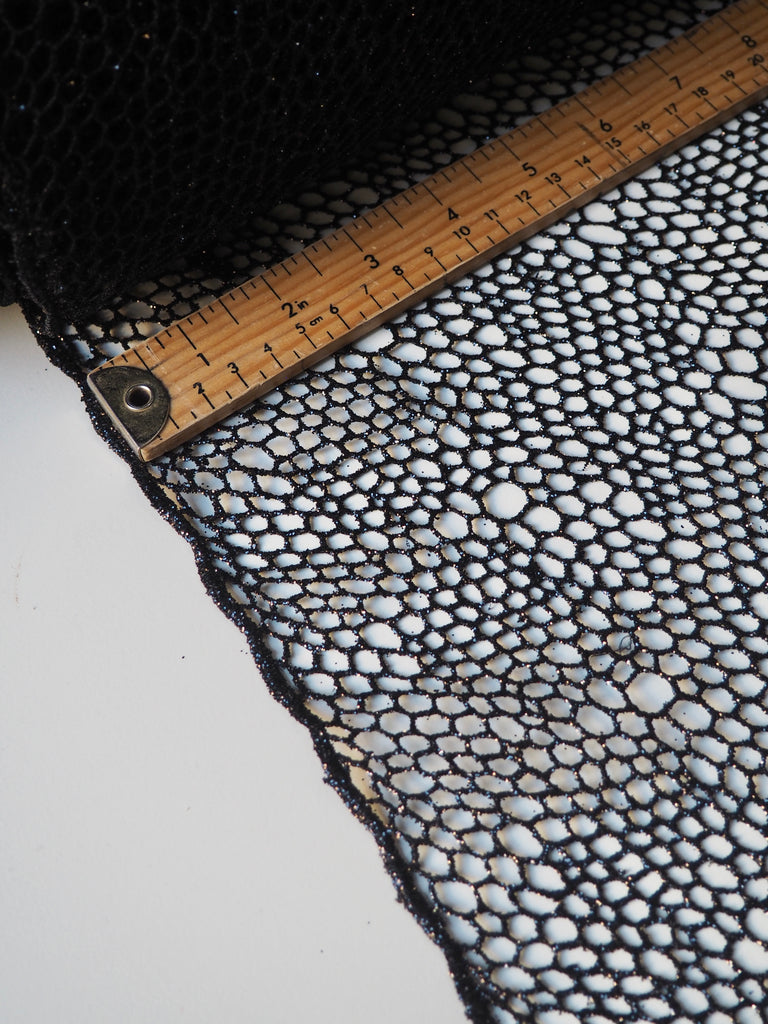 Black Bubble Glitter Guipure Lace