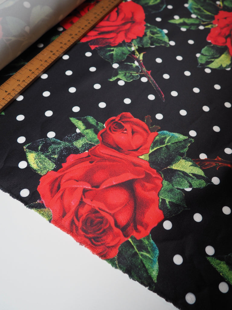 Rose Polka Dot Heavy Satin