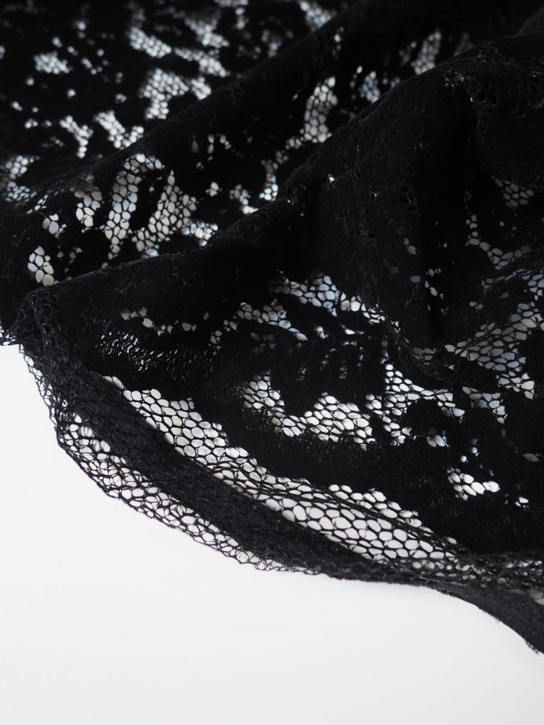 Black Rose Velvet Flocked Lace