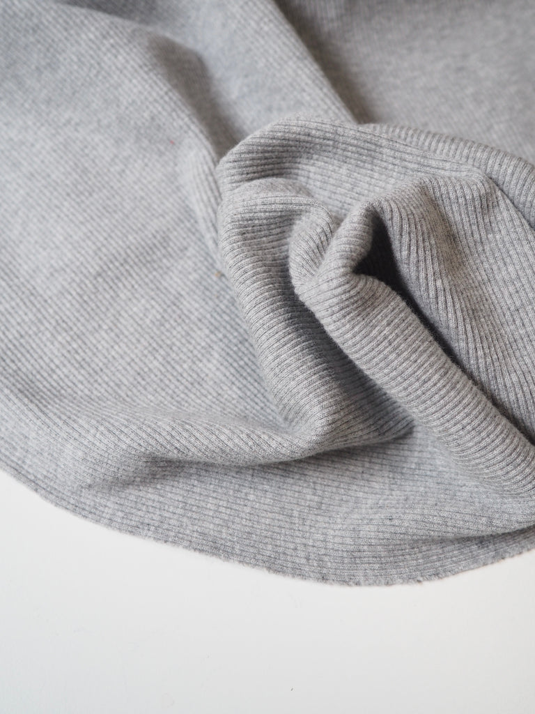 Grey Cotton 2x2 Rib Jersey