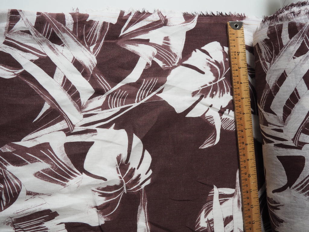 Mahogany Palm Print Linen