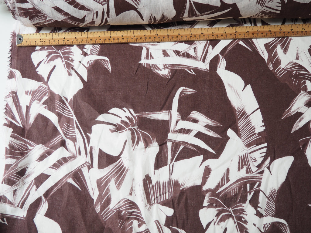 Mahogany Palm Print Linen