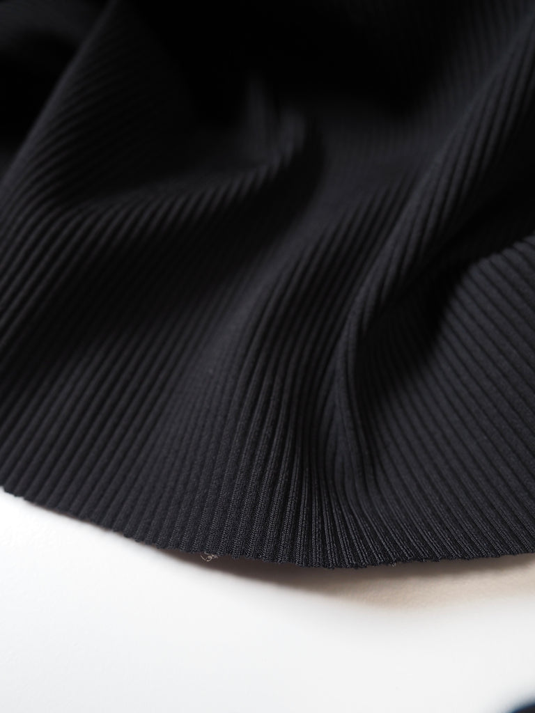 Black Nylon 2x2 Rib Jersey