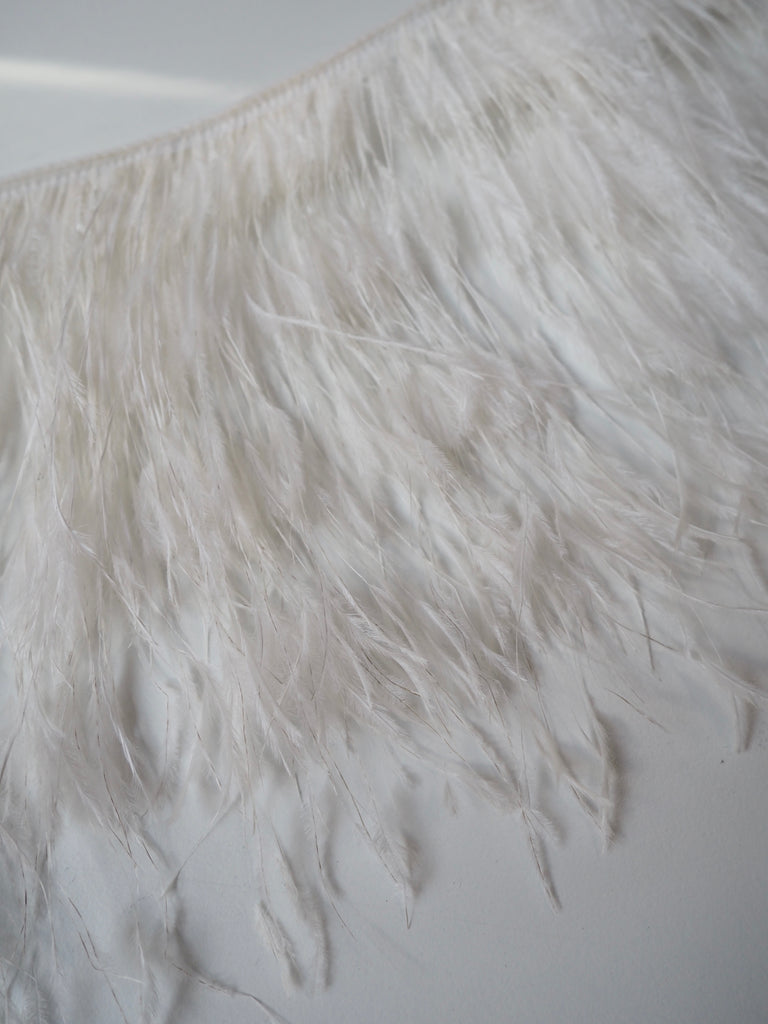 Ivory Long Trimmed Ostrich Feather Fringing