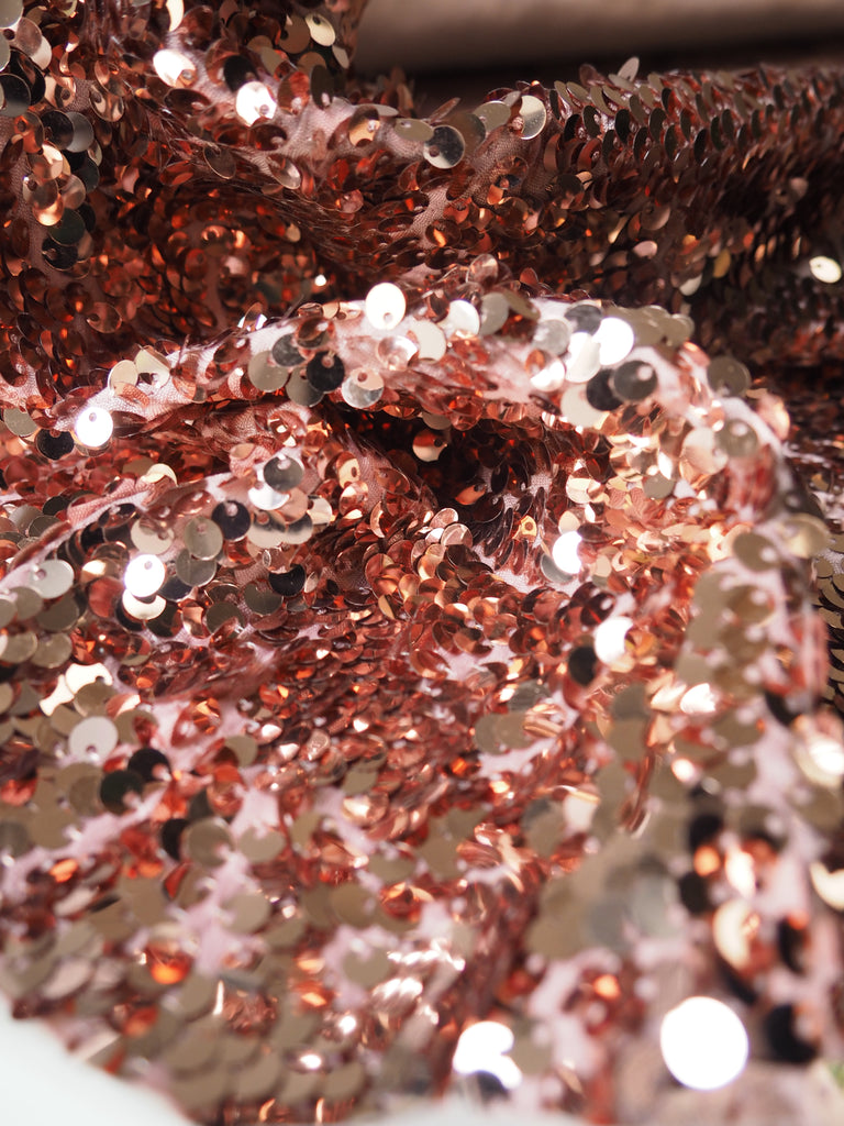 Pink Frost Interfaced Stretch Sequin