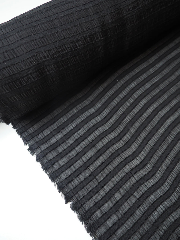 Black Stripe Viscose Voile