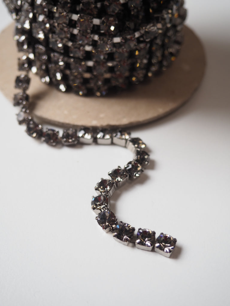 Preciosa Black Crystal + Pewter Metal Cup Chain - 5mm