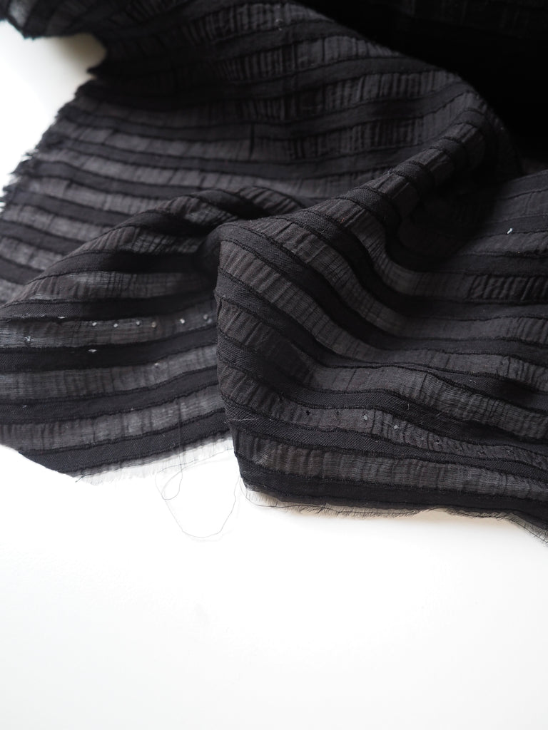 Black Stripe Viscose Voile